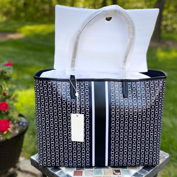 {firm} • Tory Burch Gemini Link Coated Canvas Tote - Picture 5 of 8